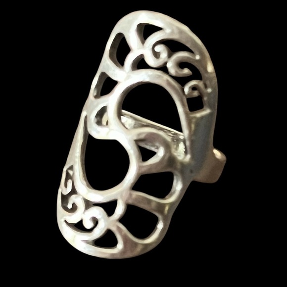Sterling Silver Open Filigree Hand Crafted Ring Size 8.5 6grams - Picture 2 of 7
